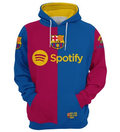 Мъжки суитчър Barcelona (FC Barcelona) с качулка и джоб – фен модел