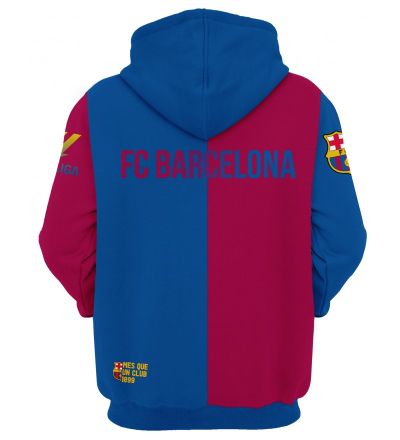Мъжки суитчър Barcelona (FC Barcelona) с качулка и джоб – фен модел