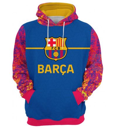 Мъжки суитчър Barcelona (FC Barcelona) с качулка и джоб – фен дизайн